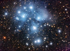 Pleiades. Photo takrn by member of the Royal Astronomical Society of Canada, Kitchener-Waterloo Chapter